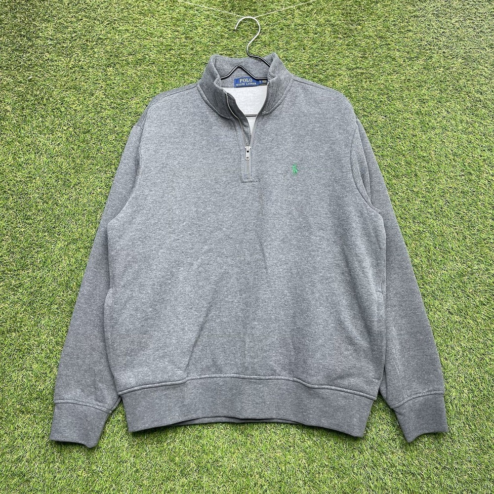 Polo Ralph Lauren 1/4 Zip Pullover Mens Large Gray Classic Peppy Dress Quarter